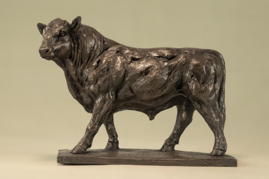 Walking Bull Animal Statue Small Bronze Ornament Bronze Resin Sculpture Bull