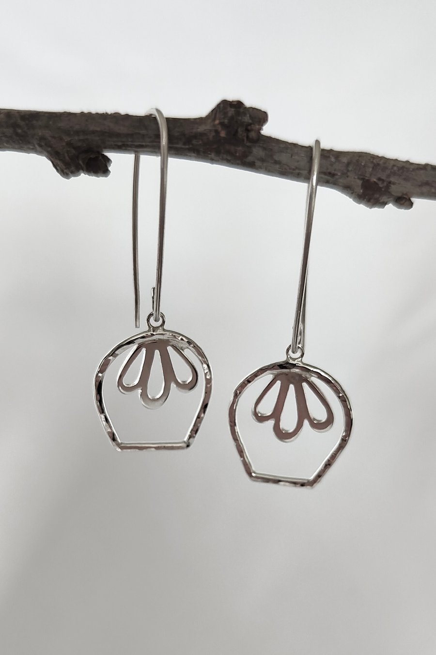 Tulip Sterling Silver Drop Earrings on Hook Wires