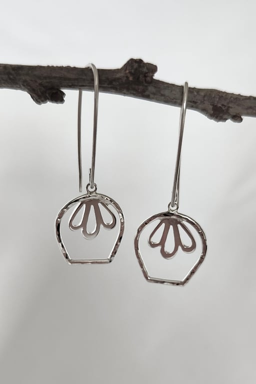 Tulip Sterling Silver Drop Earrings on Hook Wires