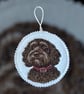 Cockapoo Embroidered Hanging Keepsake, Colour design 2 Browns  - Image 3