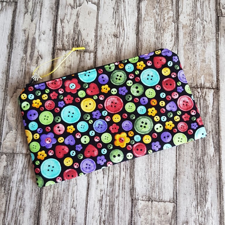 Colourful Button Zipper Pouch - Multi Use Zipped Organiser