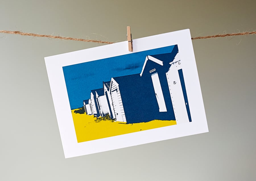 'Beach Huts' greetings card