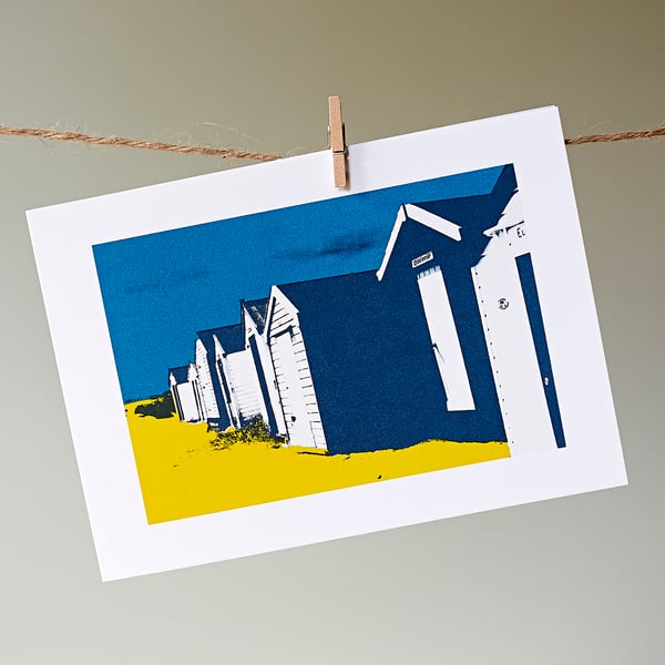 'Beach Huts' greetings card