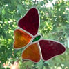 Stained Glass Butterfly Suncatcher - Handmade Decoration - Red and Orange
