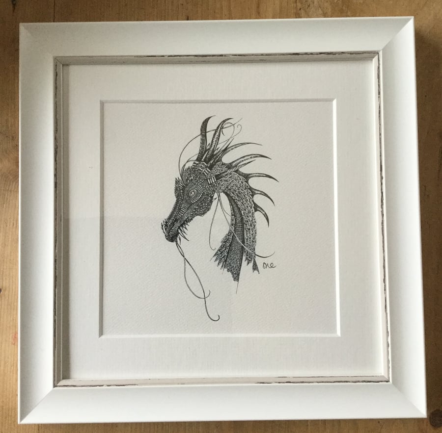 Dragon 9.5” x 9.5” framed signed print