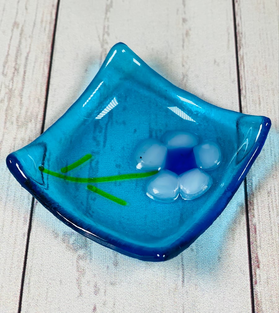  Blue Fused glass Trinket dish -sale item