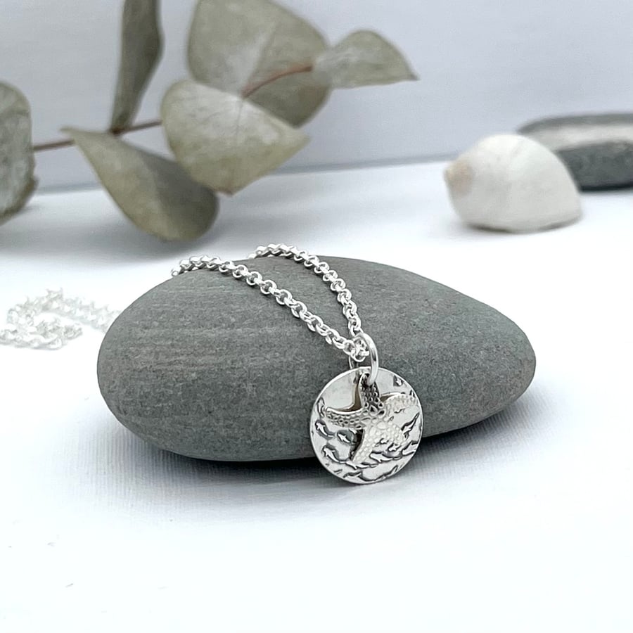 Handmade Sterling Silver Starfish And Shoal Pendant