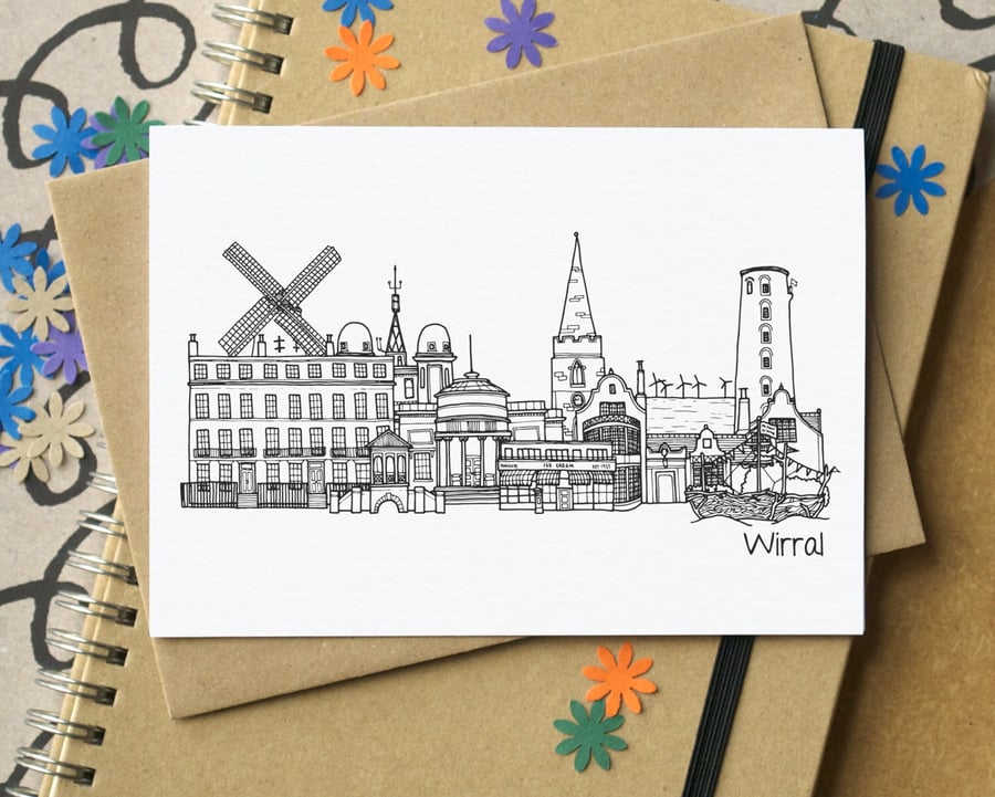 Wirral Skyline Greetings Card