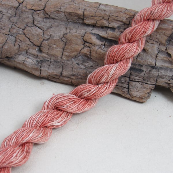 40m Natural Madder Dye Coral Bourette Noil Silk Single Ply Thread