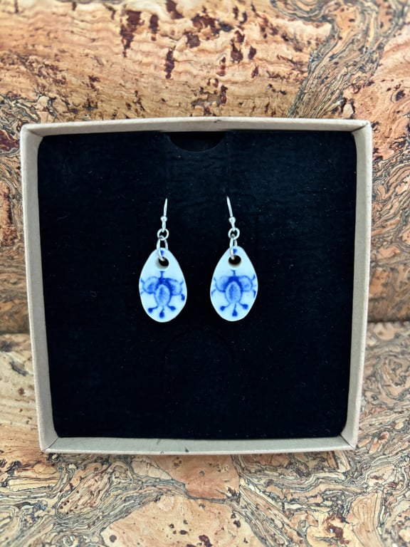 Handmade Earrings, Ceramic, Unique, Sterling Silver.