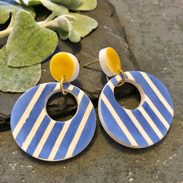Ceramic nautical earrings - honey yellow