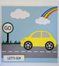 Handmade Car Birthday Card – Let's Go! - 5 x 5 Inch Square 