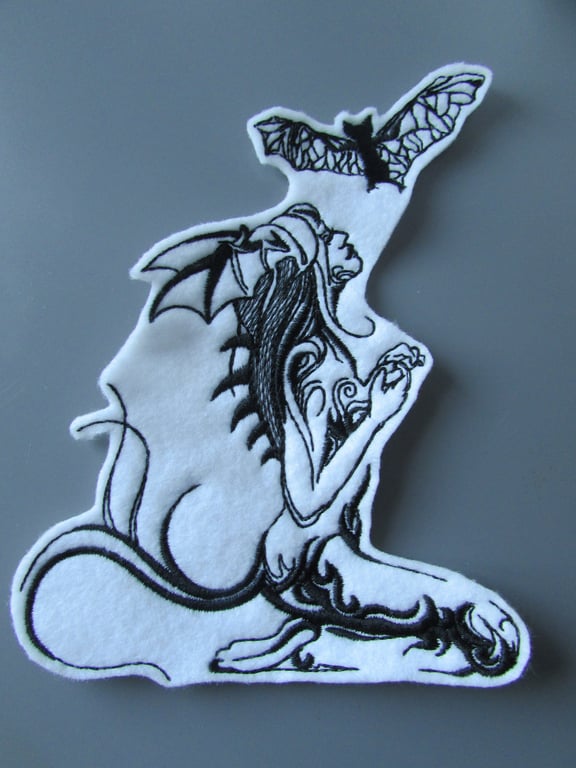 Embroidered Gothic Bat Worshipper Applique Patch