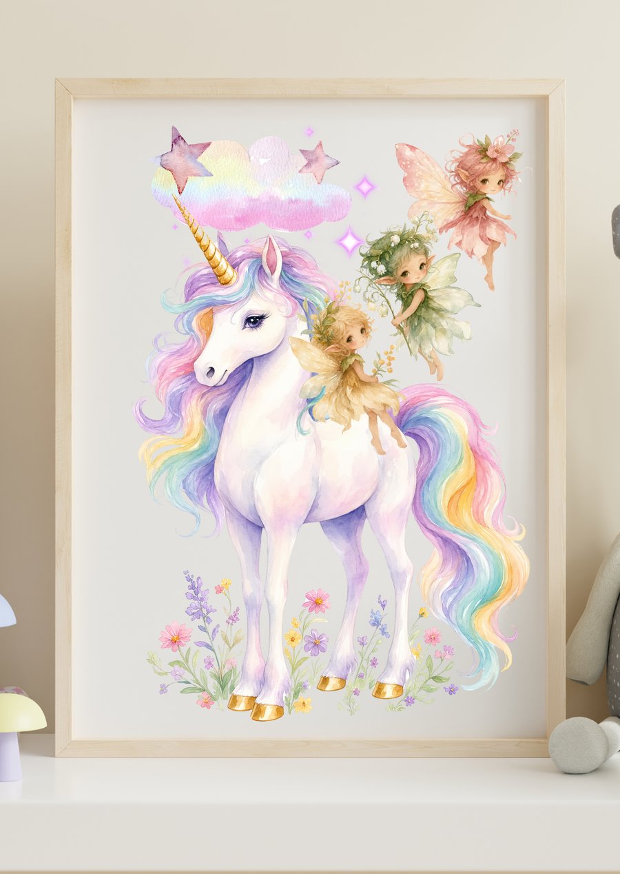 Unicorn and Fairies Print
