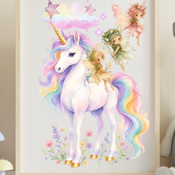 Unicorn and Fairies Print