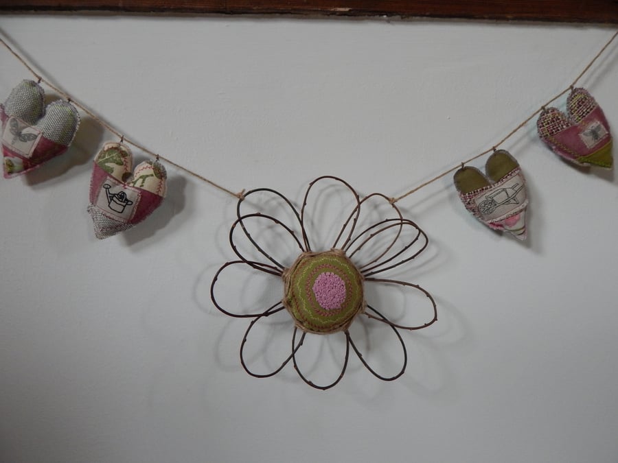 Gardening Hearts - 75 cm - Bunting, wall hanging