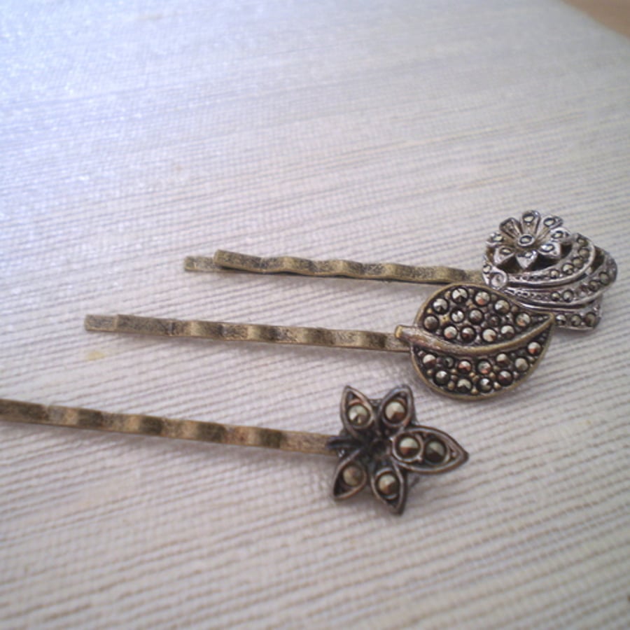 Vintage Marcasite Hair Grip/Pin Set
