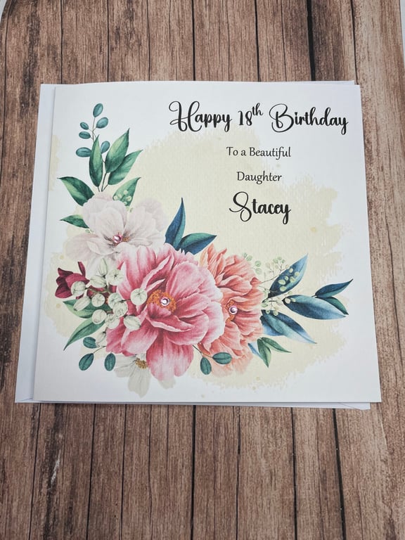 Personalised bouquet Birthday Card for Her Happy Birthday Mum Nan Grandma Auntie