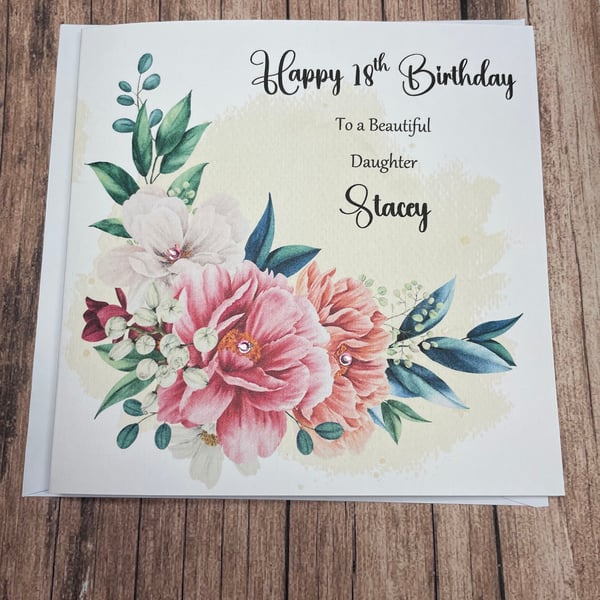 Personalised bouquet Birthday Card for Her Happy Birthday Mum Nan Grandma Auntie