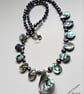 Designer Natural Abolone Shell & Peacock Freshwater Pearl Necklace  - Image 2