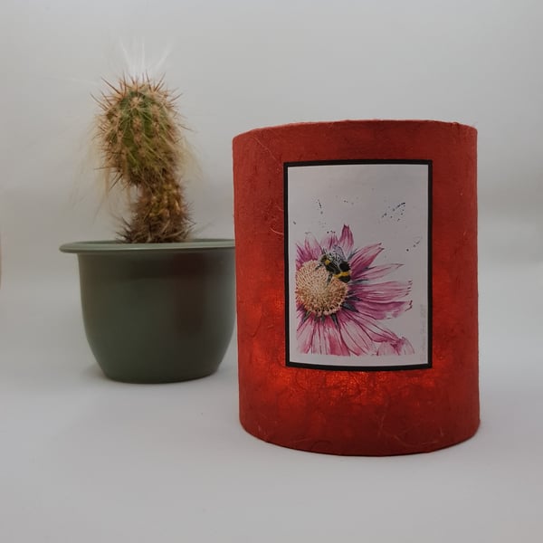 Bumble Bee on Pink Echinacea - Annie Hall Wildlife Print (red lantern)