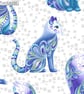 Cat-i-tude Singing the Blues Artist-O-Cats white multi - Benartex 110cm remnant - Image 1