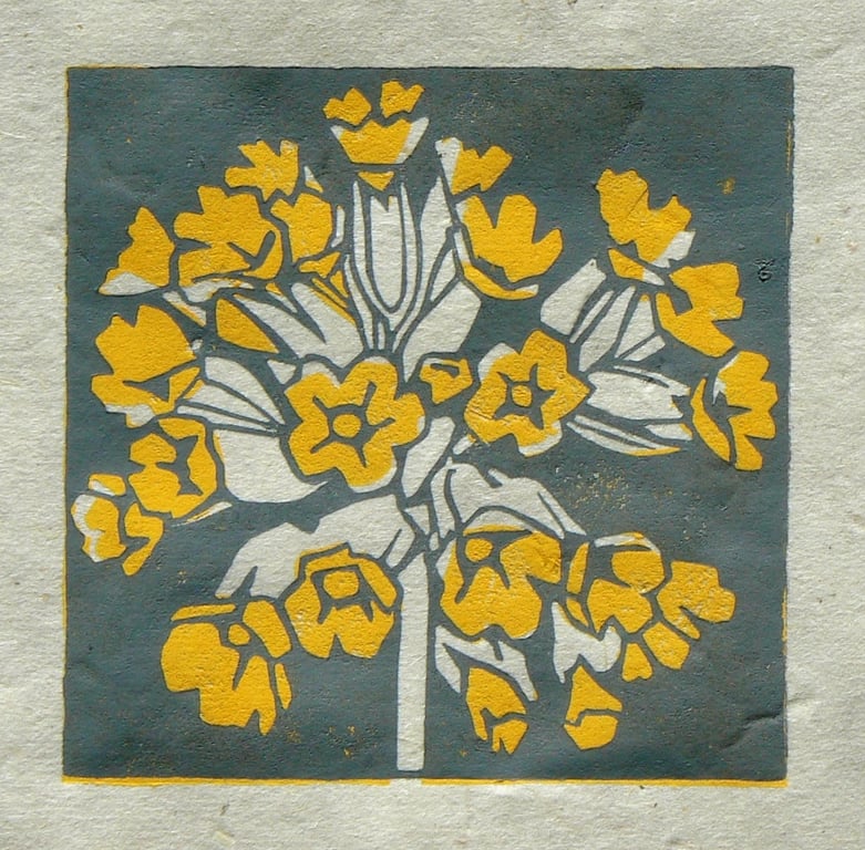 Cowslip mini linocut print