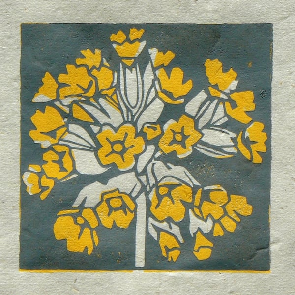 Cowslip mini linocut print