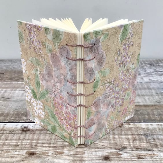  Journal Notebook covered with Floral Pastel Kimono Silk 