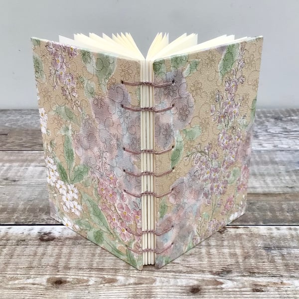  Journal Notebook covered with Floral Pastel Kimono Silk 