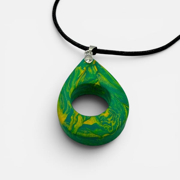 Emerald Green and Gold Marbled Glasses Holder Necklace