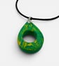 Emerald Green and Gold Marbled Glasses Holder Necklace