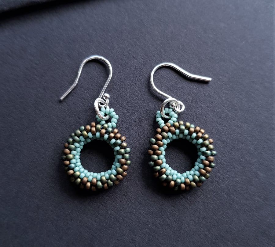 Beaded Loop Earrings in Earthy Tones. 