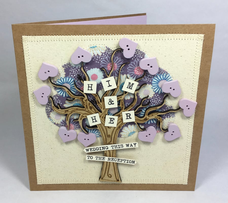 Him and Her Fabric Wedding Greetings Card