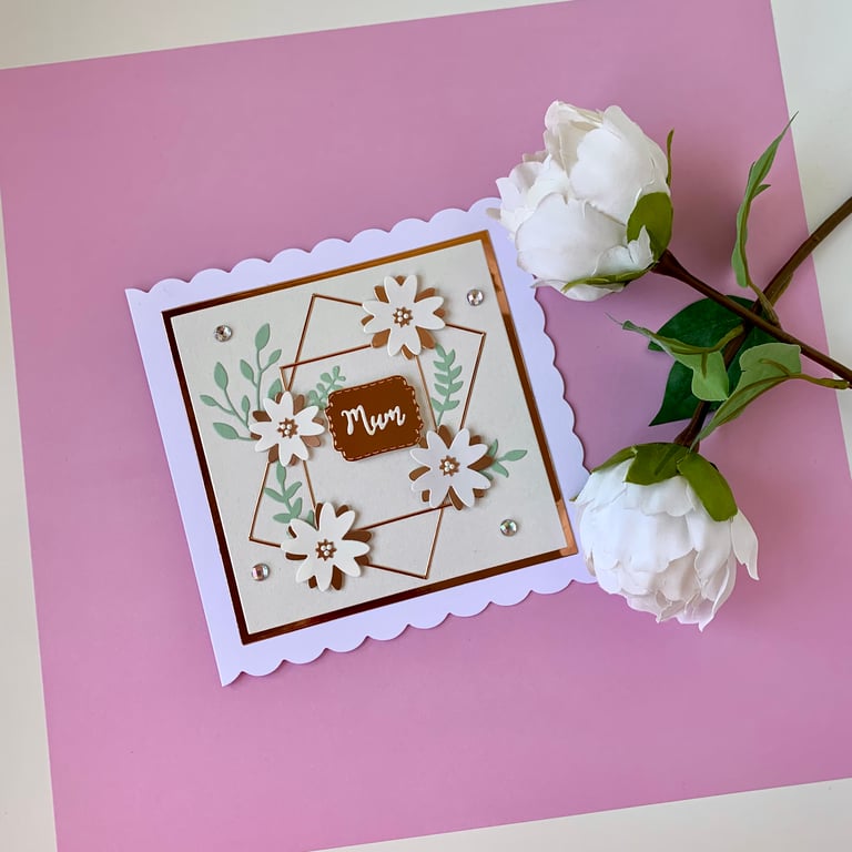 Handmade Floral Birthday Card - Mum