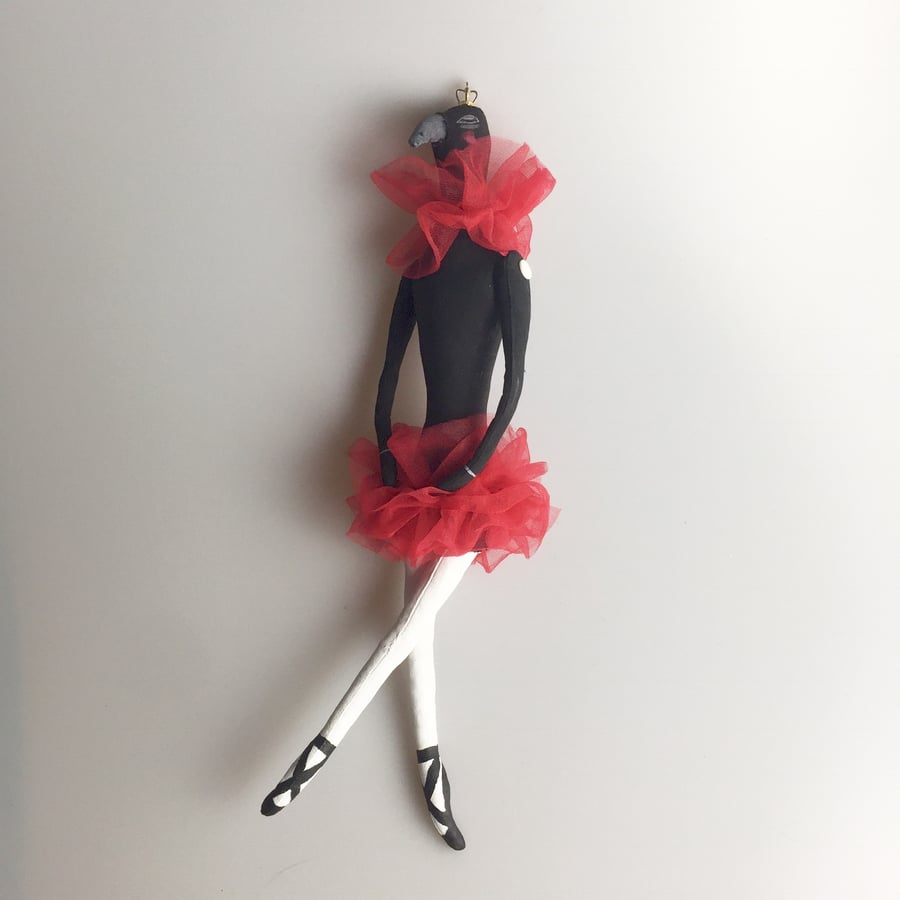 Hand painted crow in a red tutu