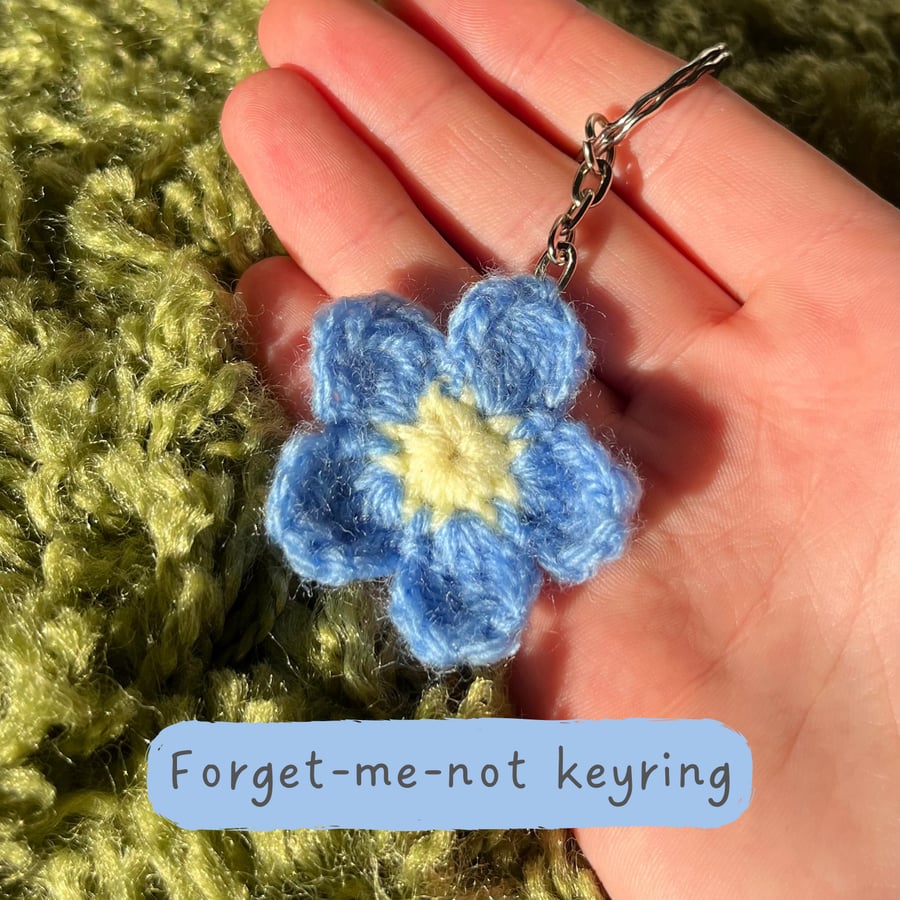 Forget-Me-Not Crochet Keyring