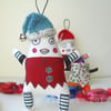 embroidered christmas elf - teal