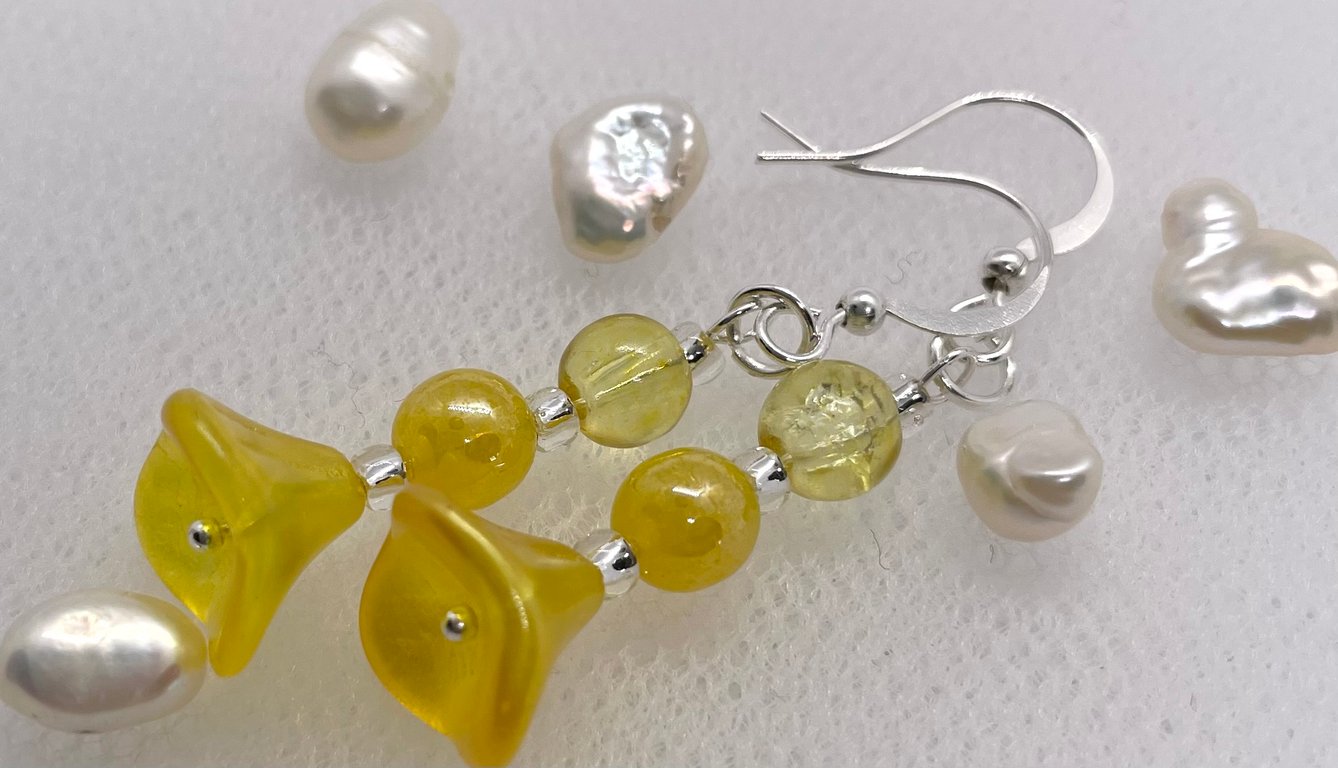 Yellow Citrine  Buttercup Flower BeadEarrings