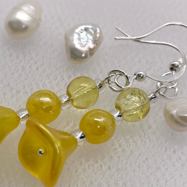 Yellow Citrine  Buttercup Flower BeadEarrings