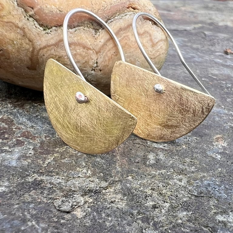 Brass Half Moon Dangle Earrings