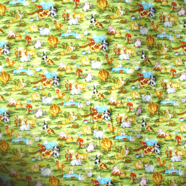 On A B C Farm  bright green cot quilt