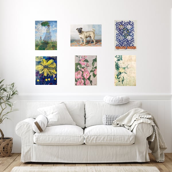 Vintage Print Collection A - 6 Collated Prints Ready to Hang