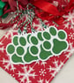 Green glittered paw print gift tags - Image 1