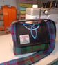 Harris tweed MacDonald tartan  cross body bag with triquetra