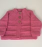 Baby cardigan pink hand knit 0-3 months  - Image 1
