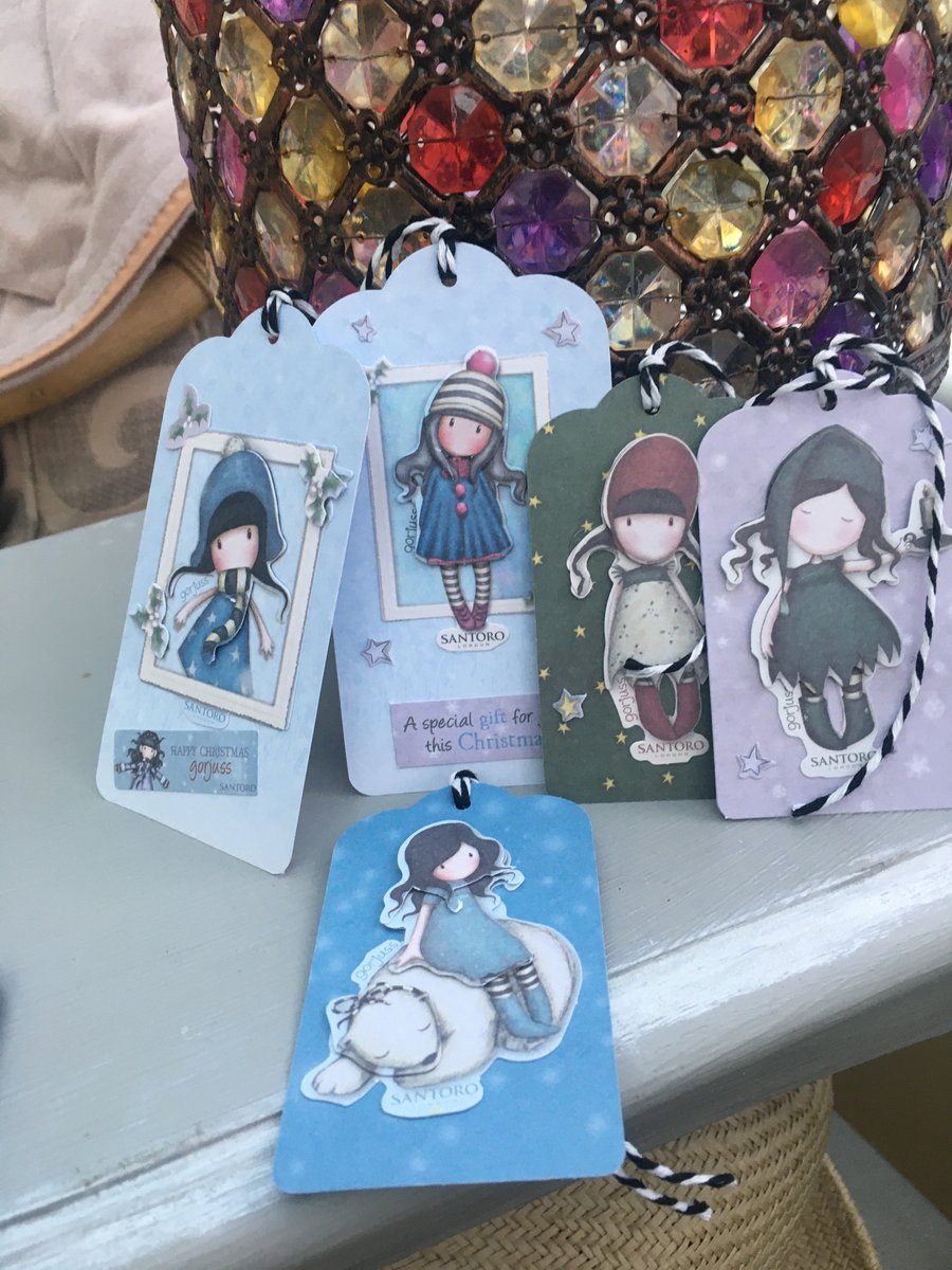Gorjuss girls set of 12 handmade christmas gift tags