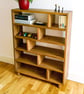 Solid Wood Shelving Unit, Low Bookcase Display Shelves - Staggered Shelves - Image 1