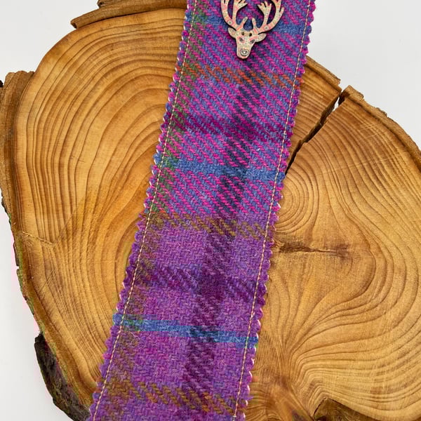 Scottish tweed bookmark with stag button detail