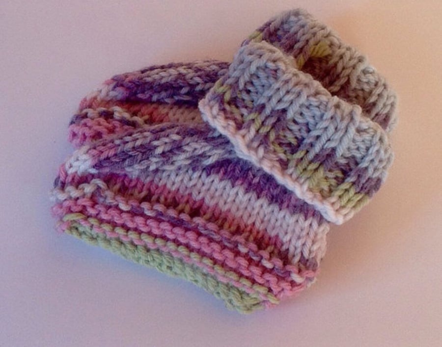 Hand Knit Baby Booties in Super Soft Acrylic Yarn